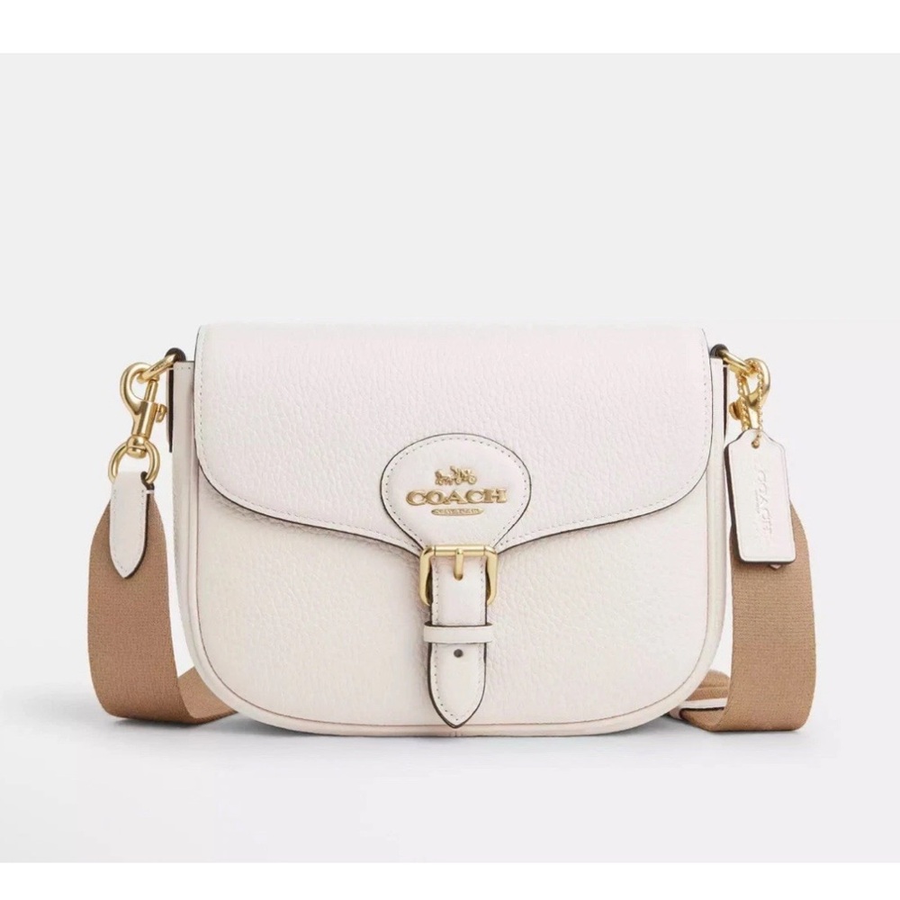 NWT Coach Chalk Pebbled Leather Crossbody with Wide Strap Lux Amelia